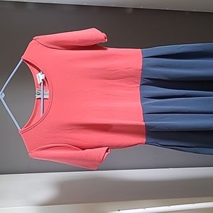 LuLaRoe XL Amelia Dress colorblocked pink/blue
